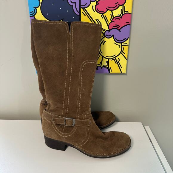 Clark's Brown Leather Suede Midi Mid Calf Boots Full Zip Size 8 Western Casual - Picture 5 of 5